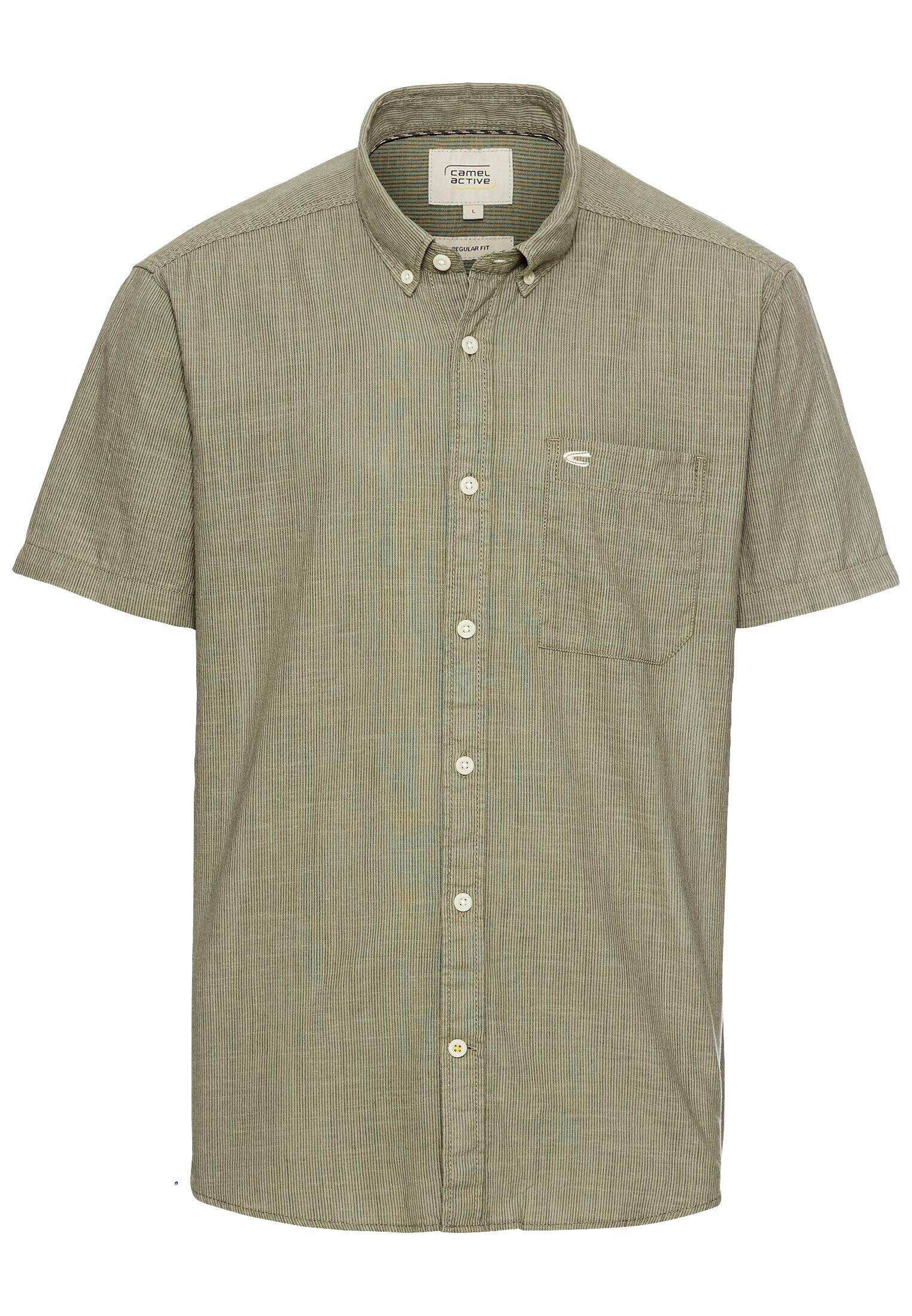 camel active - Kurzarmhemd mit Strukturmuster khaki - Gr. - XXL von camel active
