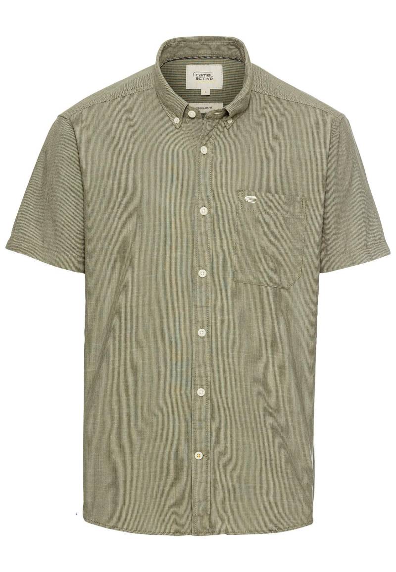 camel active - Kurzarmhemd mit Strukturmuster khaki - Gr. - XXL von camel active