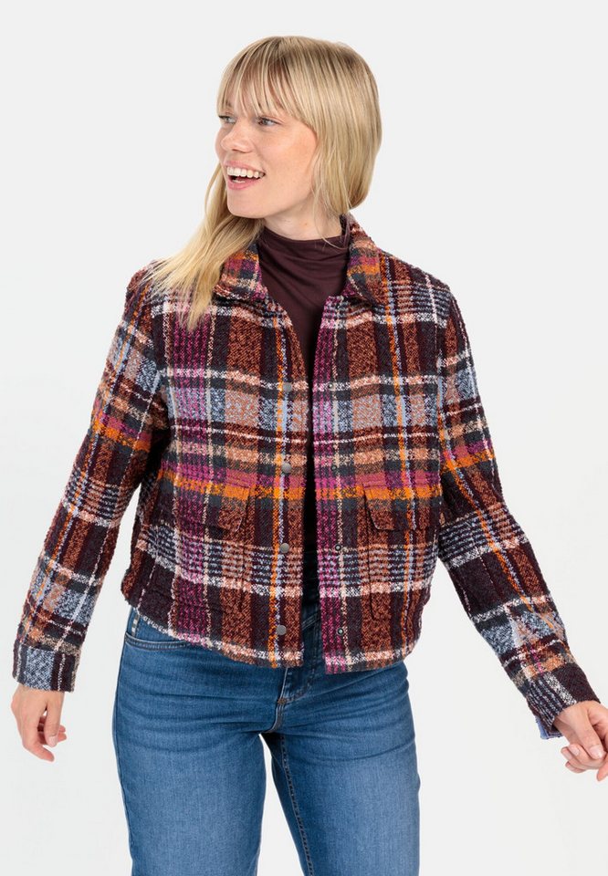 camel active Kurzjacke im Karomuster Langarm Liegekragen von camel active