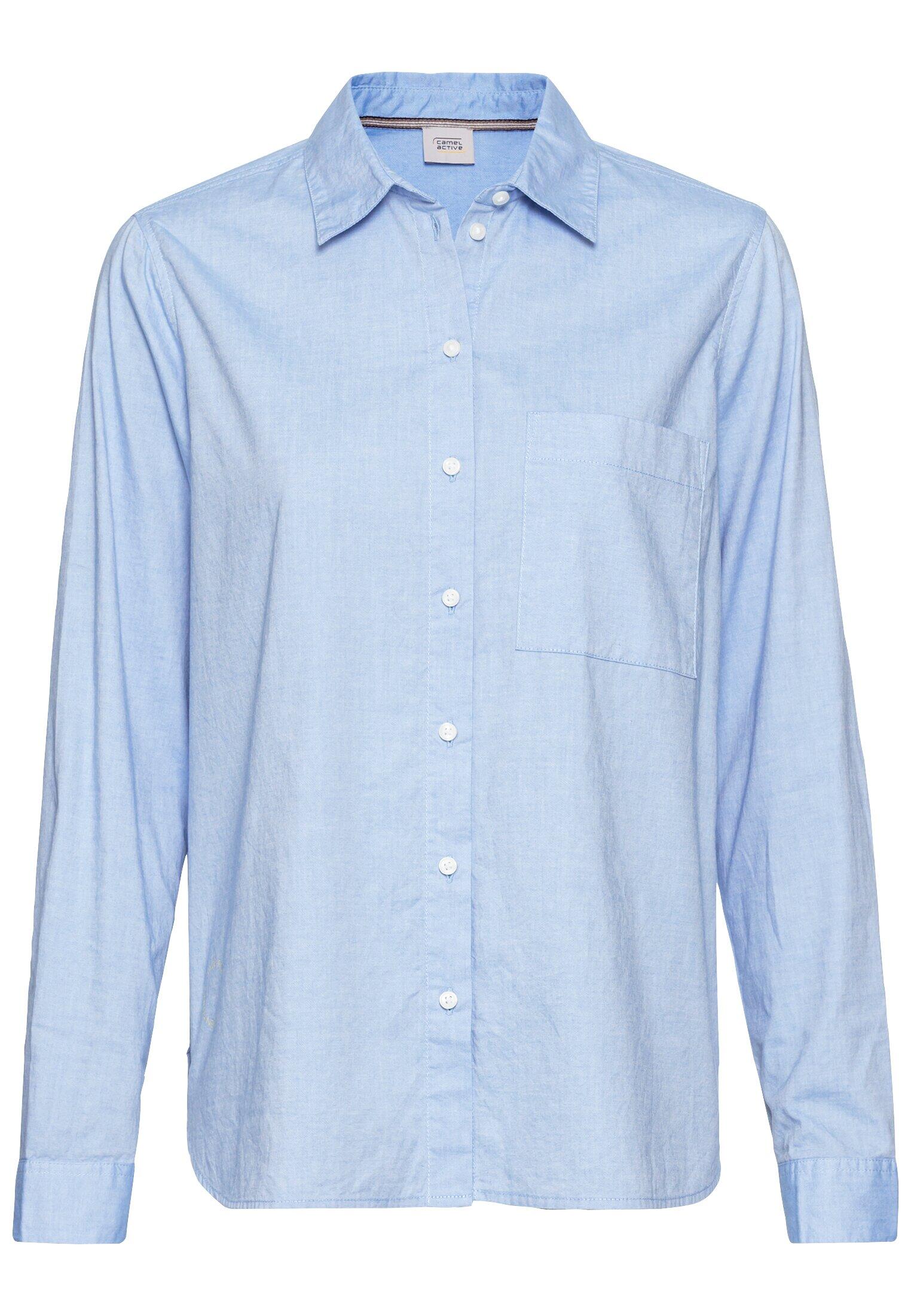 camel active - Langarm Bluse aus reiner Baumwolle light blue - Gr. - S von camel active