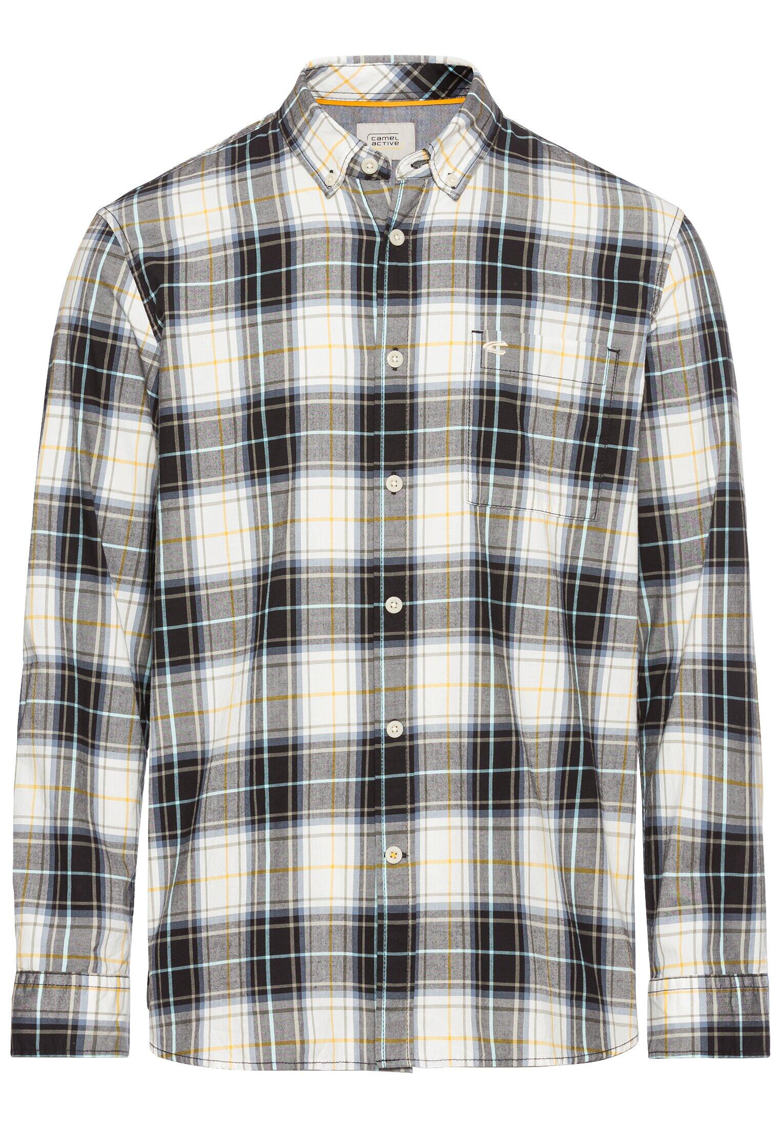 camel active - Langarm Hemd im Karomuster aus reiner Baumwolle asphalt - Gr. - XL von camel active