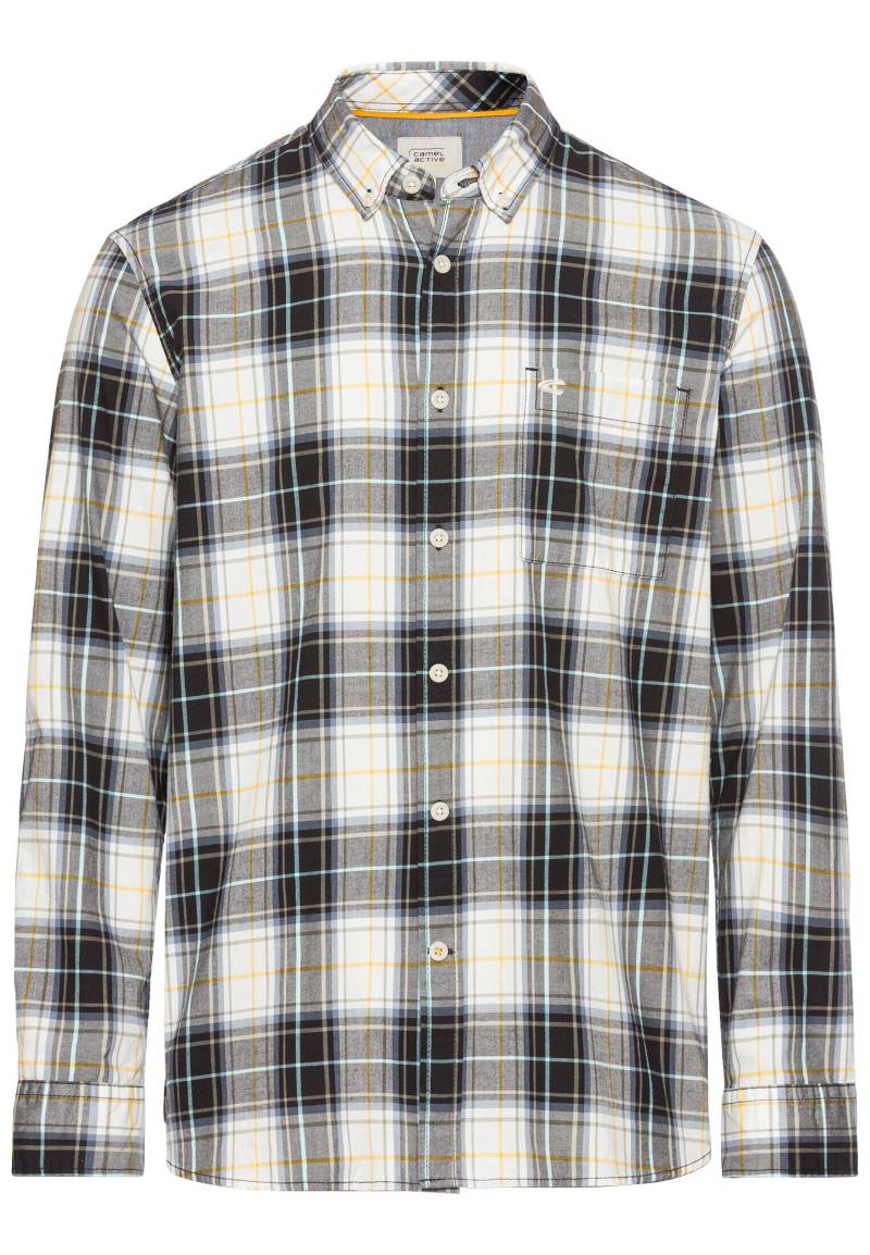 camel active - Langarm Hemd im Karomuster aus reiner Baumwolle asphalt - Gr. - XXL von camel active