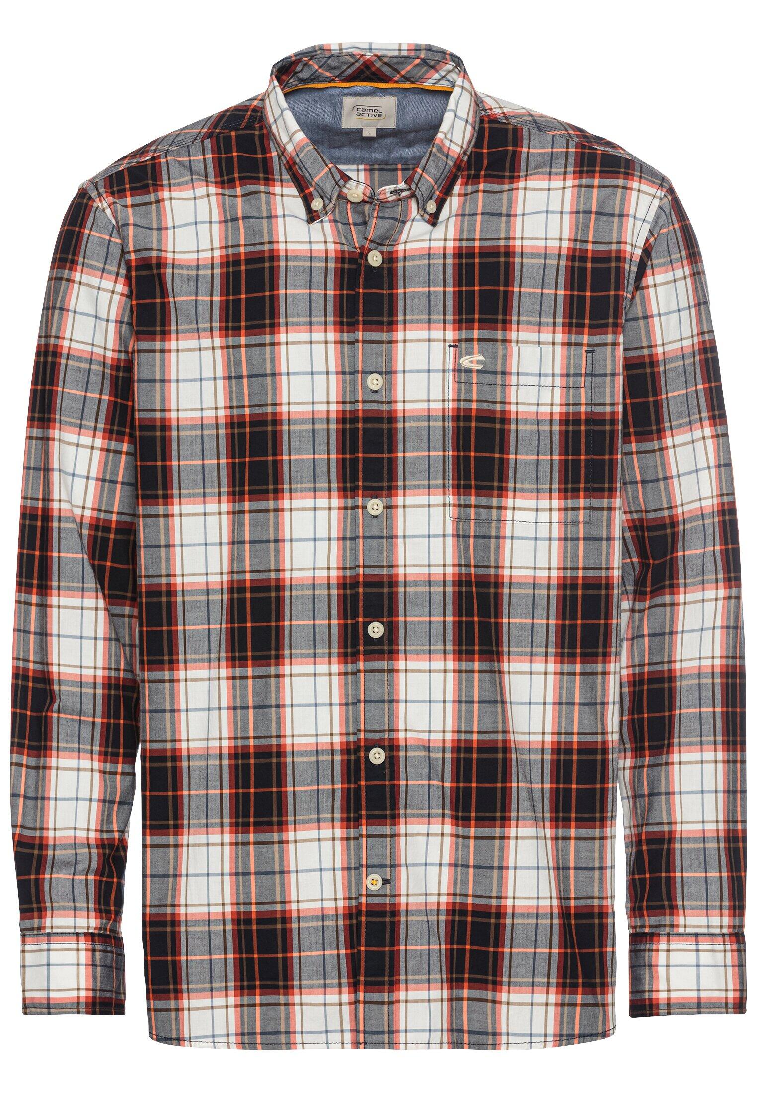 camel active - Langarm Hemd im Karomuster aus reiner Baumwolle brick red - Gr. - XXL von camel active
