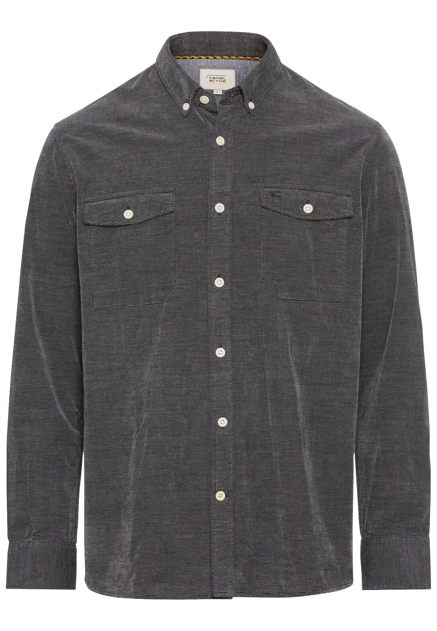 camel active - Langarm Hemd in Regular Fit aus Cord asphalt - Gr. - XL von camel active