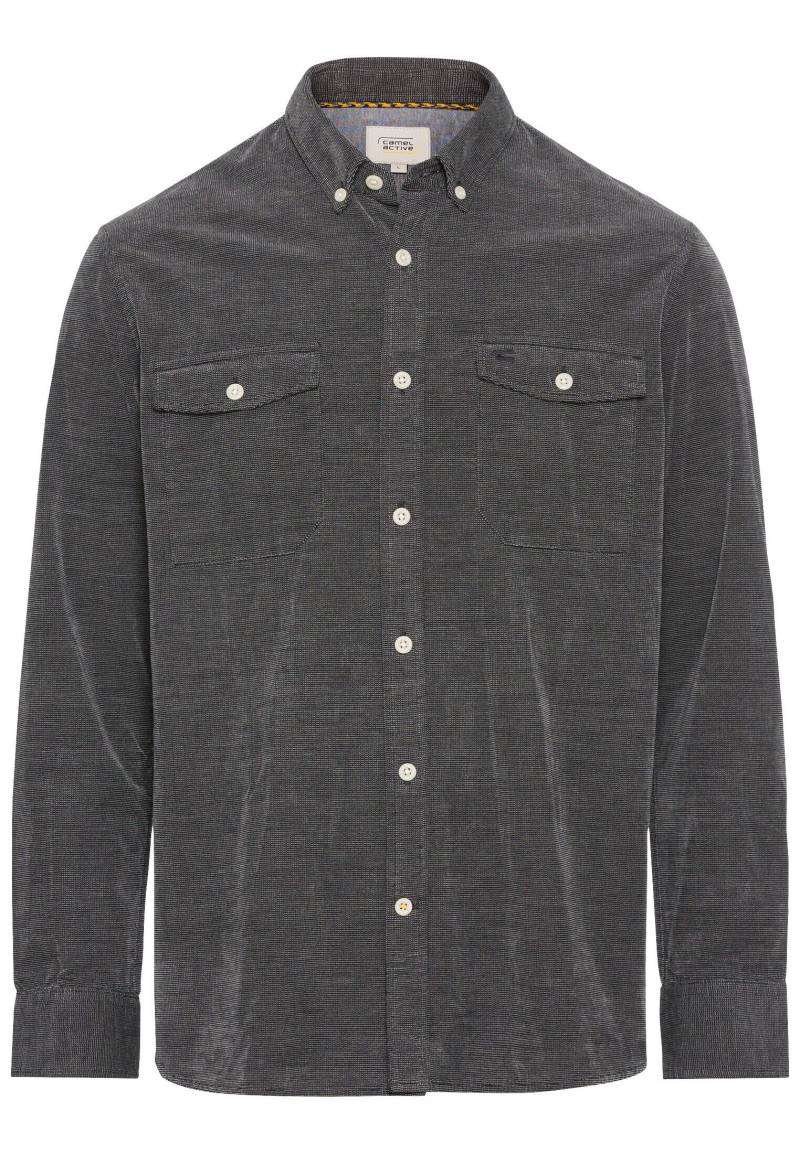 camel active - Langarm Hemd in Regular Fit aus Cord asphalt - Gr. - XXL von camel active