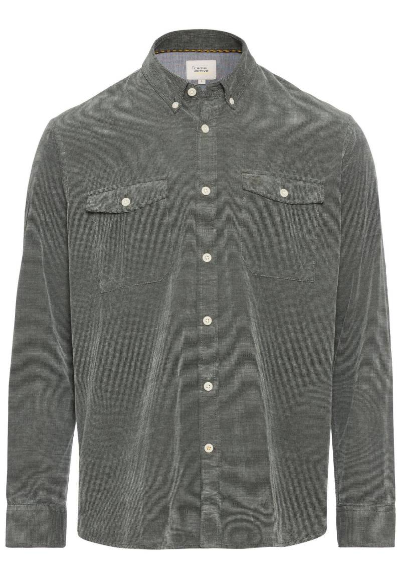 camel active - Langarm Hemd in Regular Fit aus Cord leaf green - Gr. - 3XL von camel active