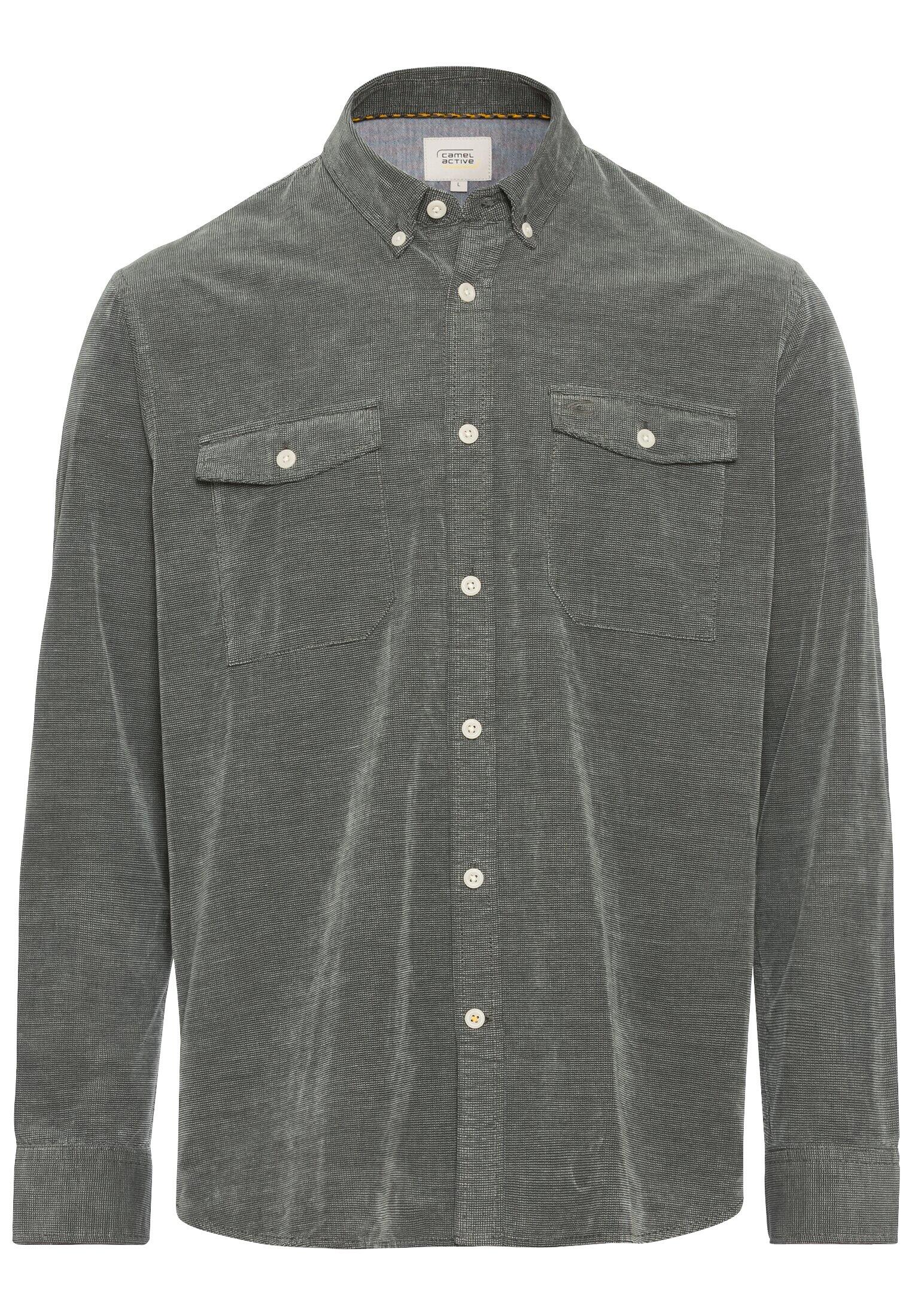 camel active - Langarm Hemd in Regular Fit aus Cord leaf green - Gr. - 5XL von camel active