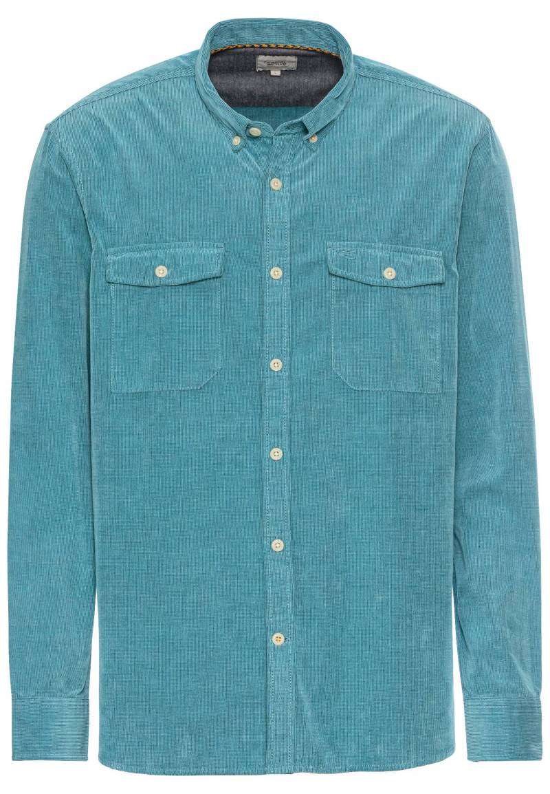 camel active - Langarm Hemd in Regular Fit aus Cord steel blue - Gr. - 3XL von camel active