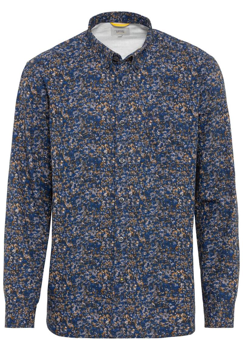 camel active - Langarm Hemd mit Allover-Print night blue - Gr. - L von camel active