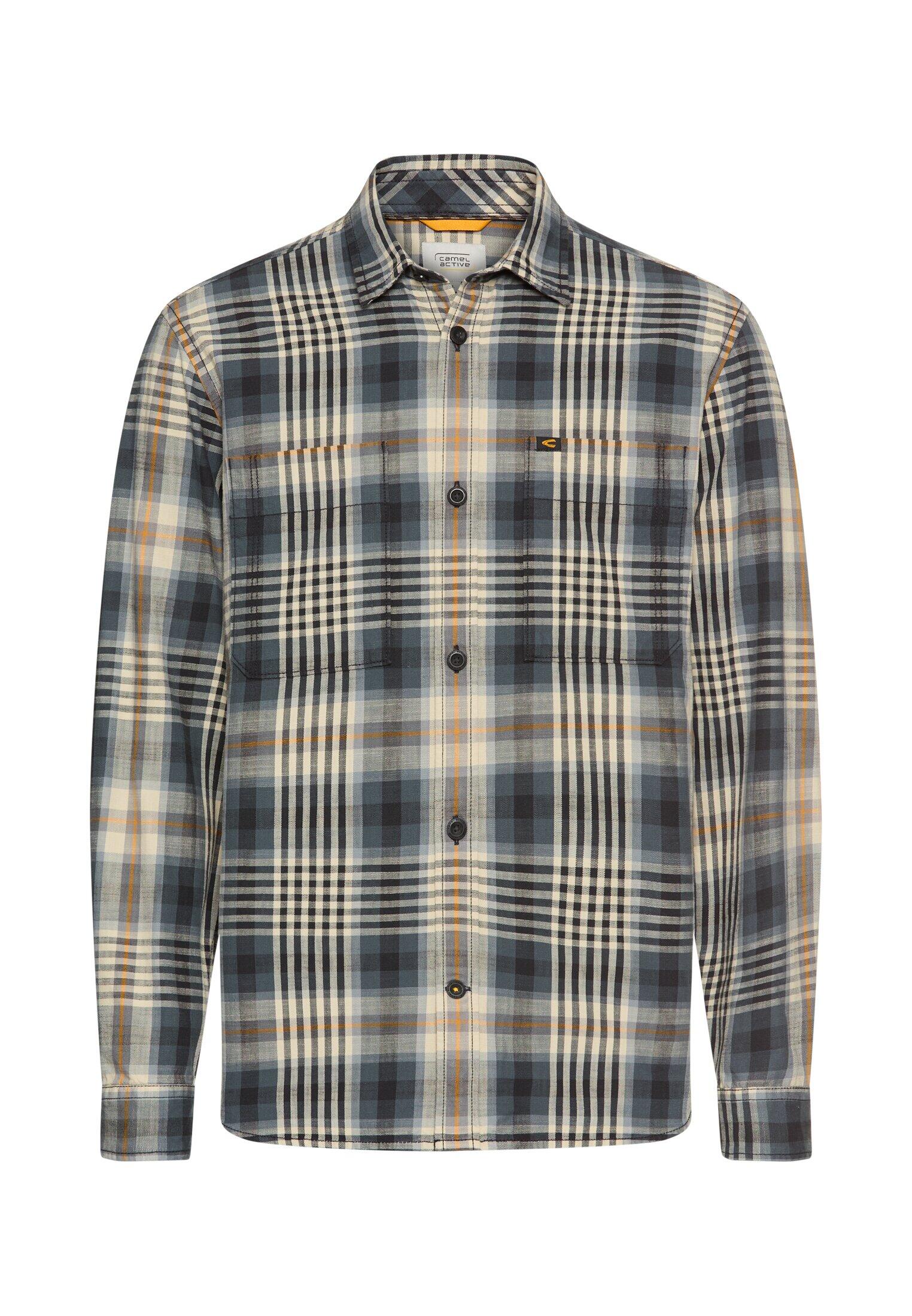 camel active - Langarm Hemd mit Kentkragen und Brusttaschen asphalt - Gr. - L von camel active