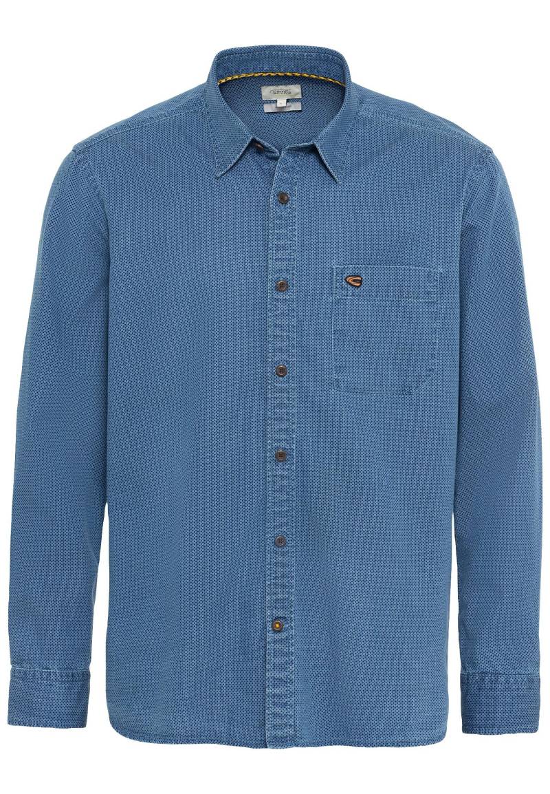 camel active - Langarm Hemd mit tonalem Minimalmuster night blue - Gr. - L von camel active