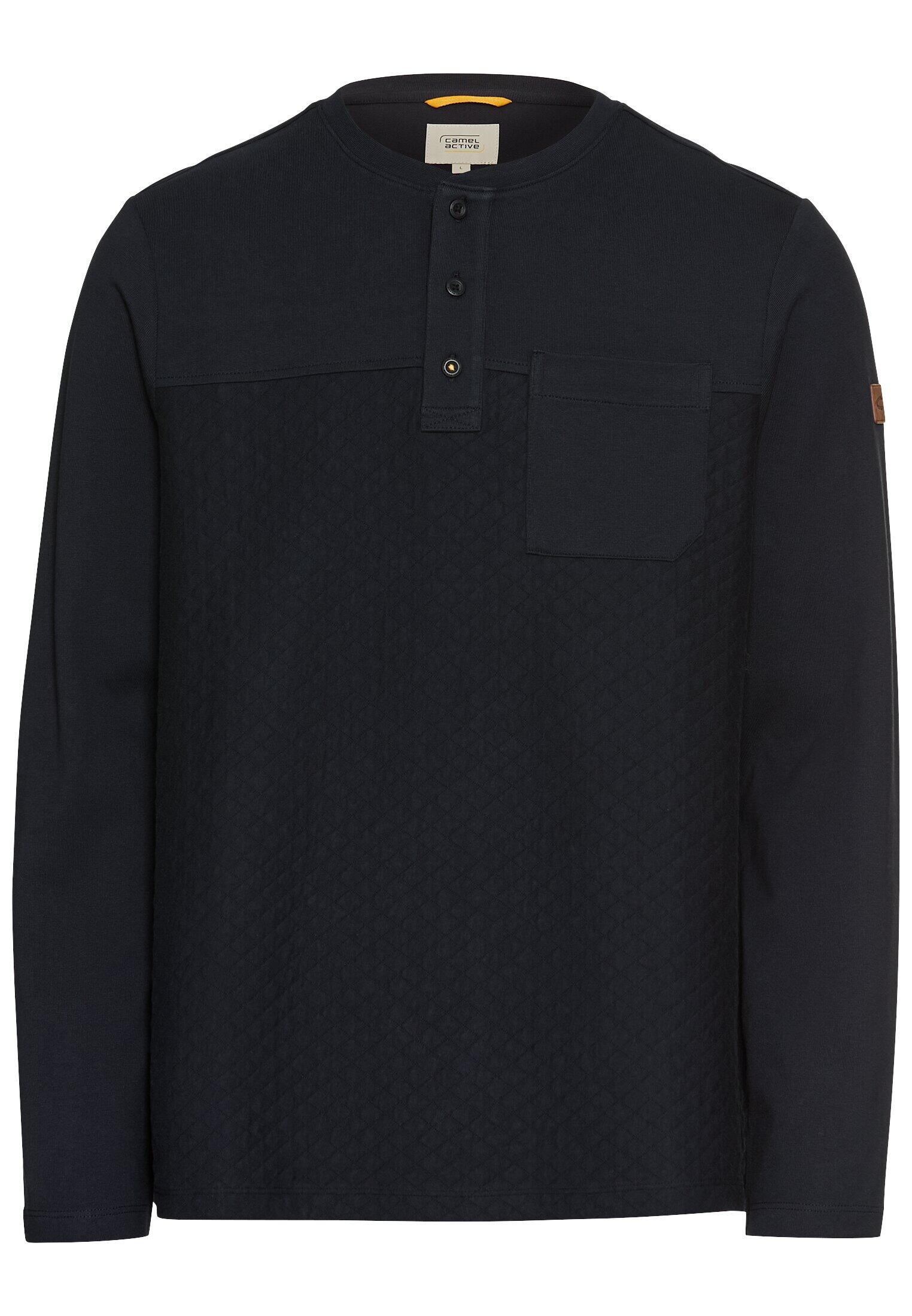 camel active - Langarm Henley mit Brusttasche dark navy - Gr. - L von camel active