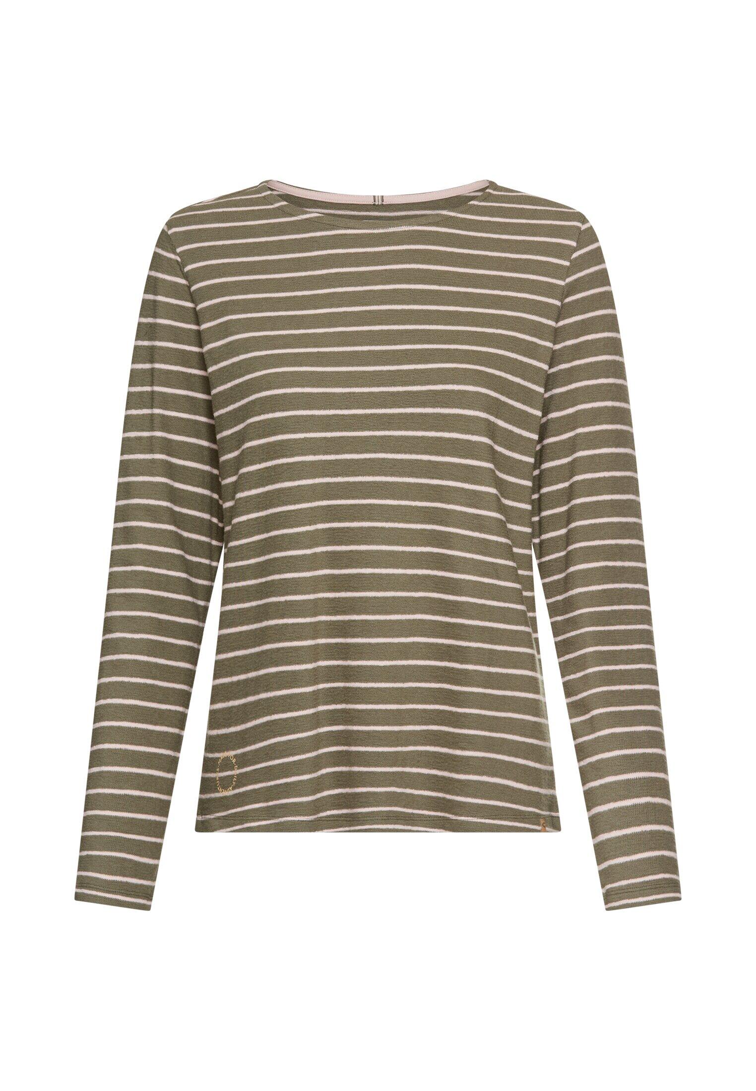 camel active - Langarm-T-Shirt aus Bio-Baumwolle shadow khaki stripes - Gr. - XXL von camel active