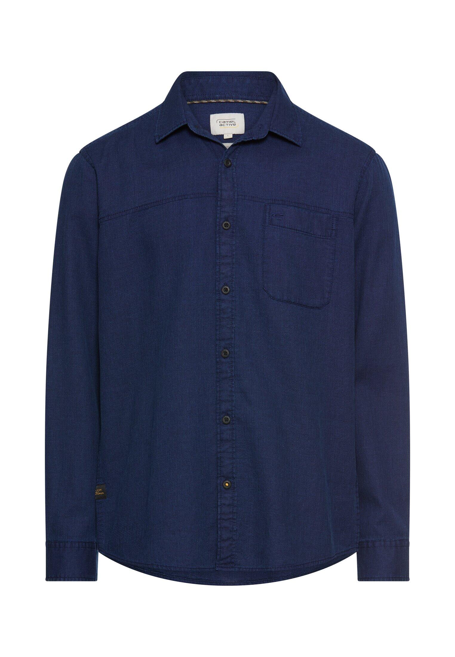 camel active - Langarmhemd aus reiner Baumwolle dark navy - Gr. - M von camel active