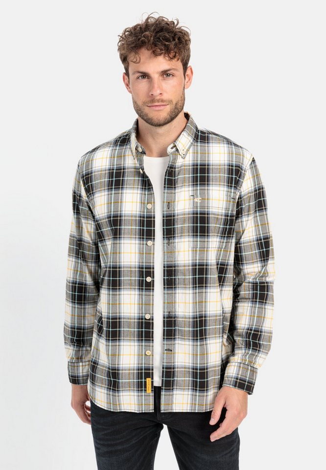 camel active Langarmhemd im Karomuster aus reiner Baumwolle Langarm Button-Down von camel active