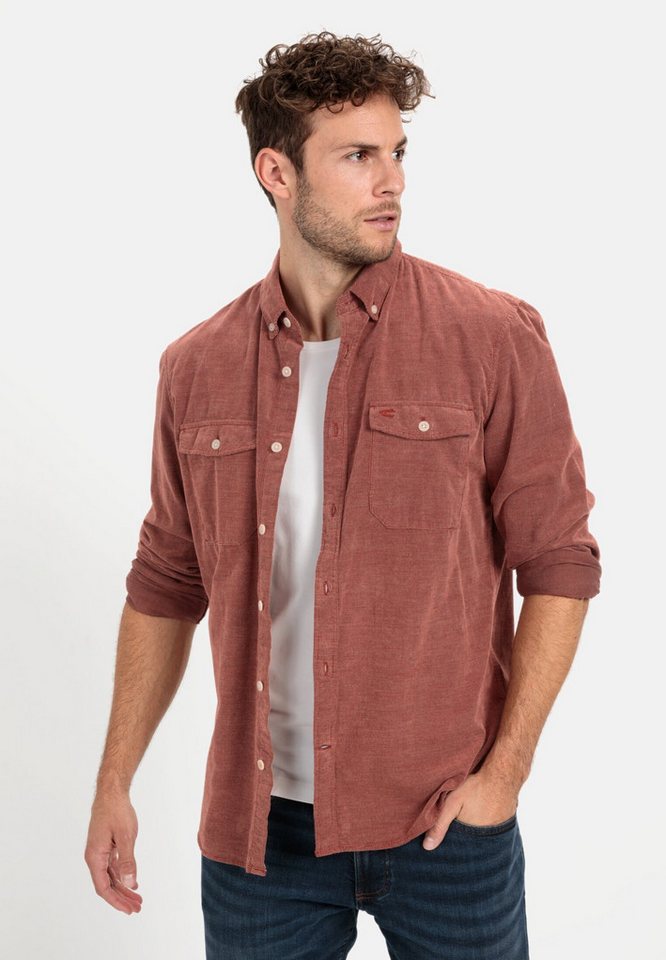 camel active Langarmhemd in Regular Fit aus Cord Button-Down von camel active
