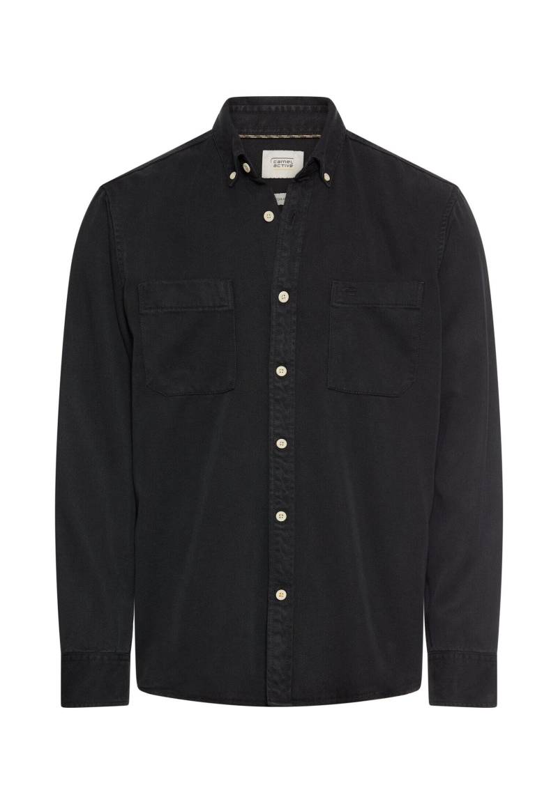 camel active - Langarmhemd mit Brusttasche asphalt - Gr. - L von camel active