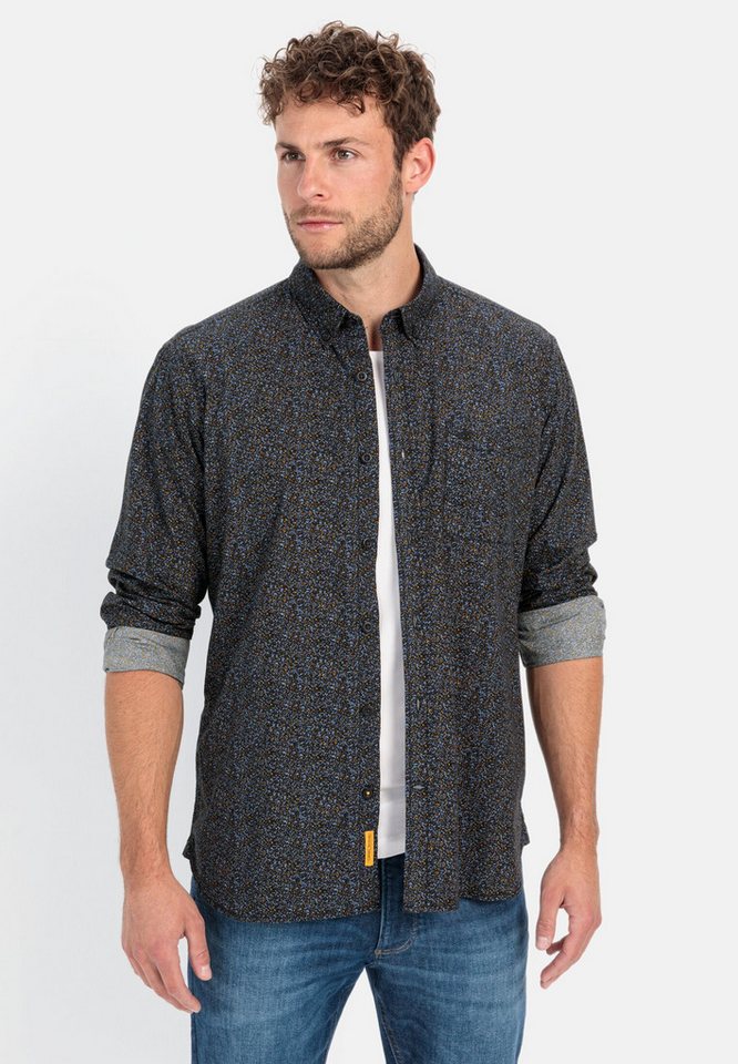 camel active Langarmhemd mit Minimal-Print Langarm Button-Down Button-Down von camel active