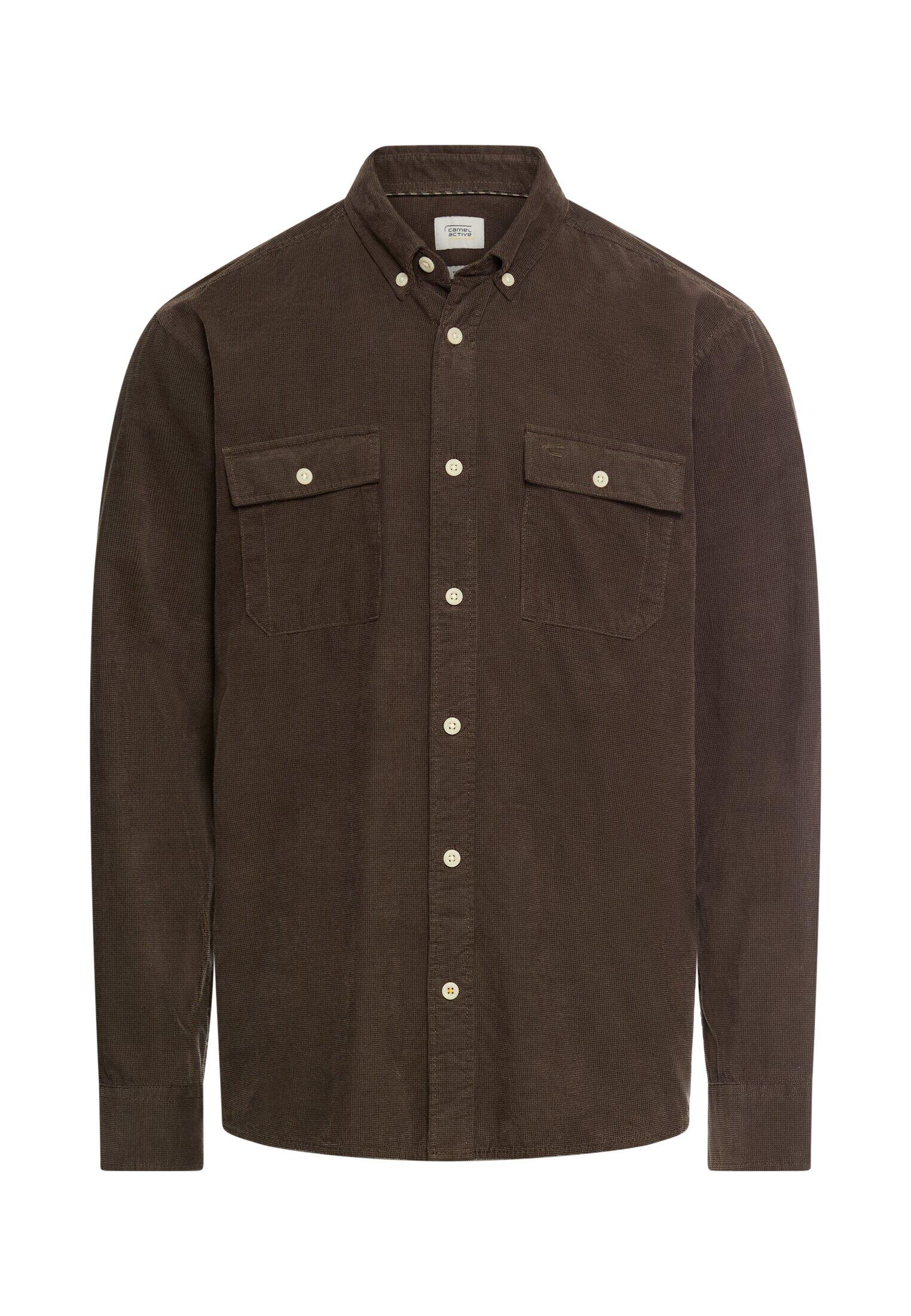 camel active - Langarmhemd mit aufgesetzten Taschen dark brown - Gr. - L von camel active