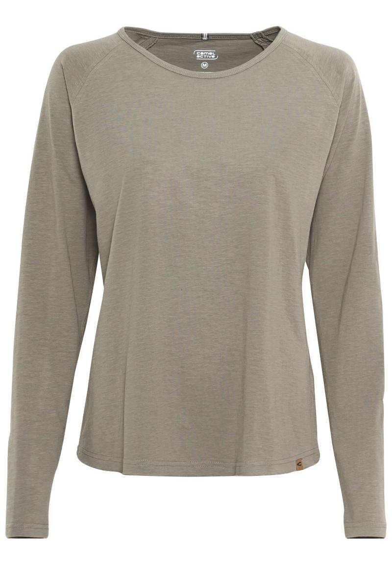 camel active - Langarmshirt aus reiner Baumwolle light khaki - Gr. - L von camel active