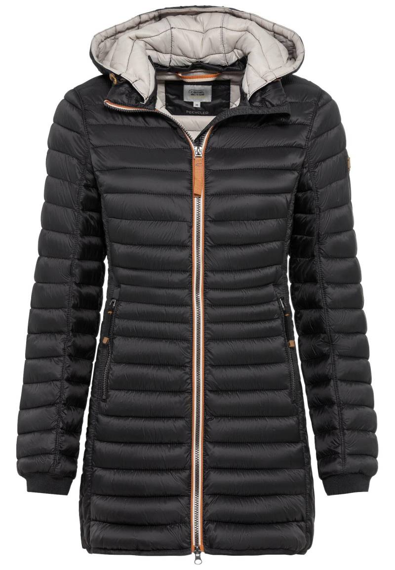 camel active - Lange Steppjacke mit abnehmbarer Kapuze black - Gr. - 40 von camel active