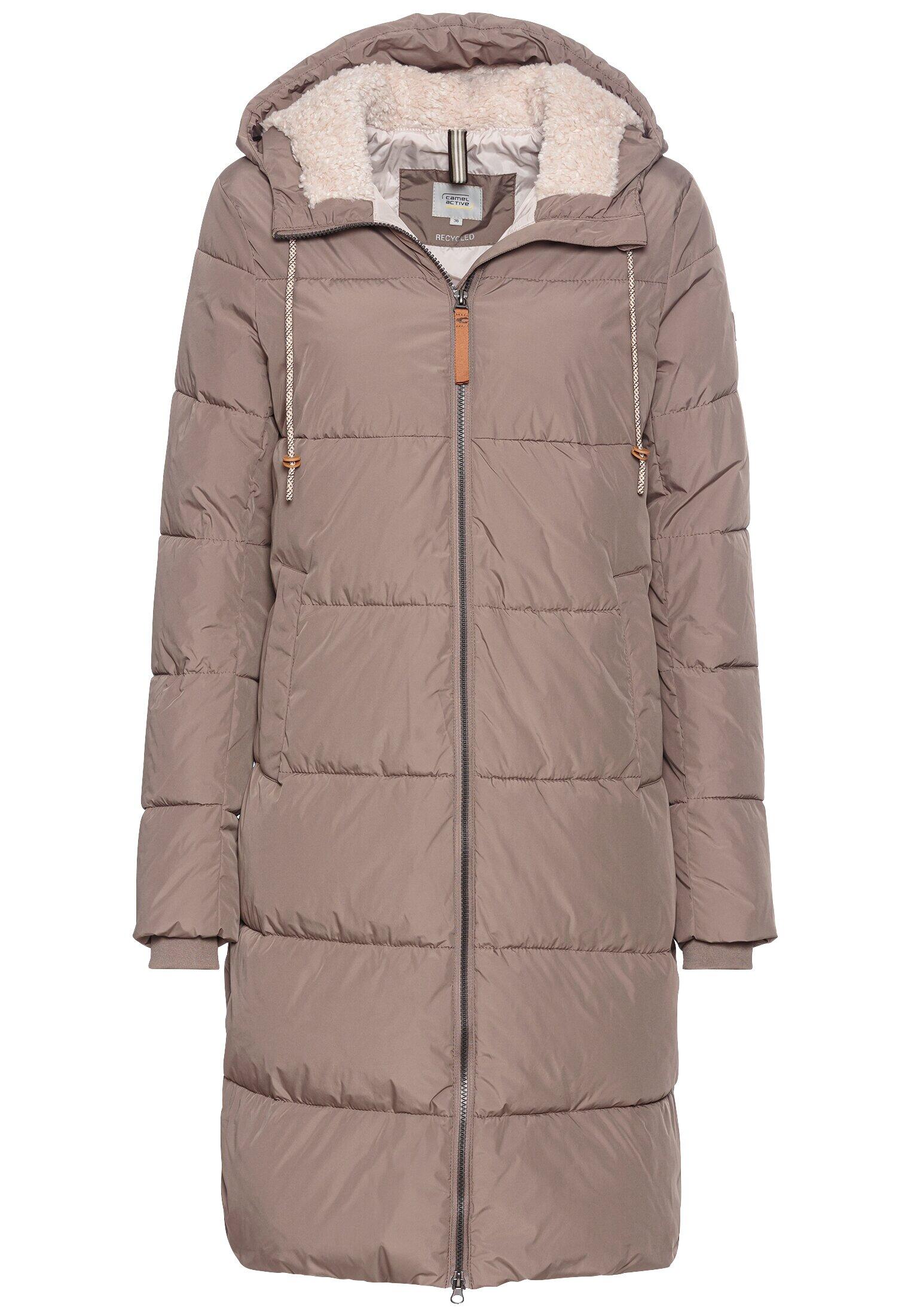 camel active - Langer Puffermantel mit gefütterter Kapuze walnut - Gr. - 46 von camel active