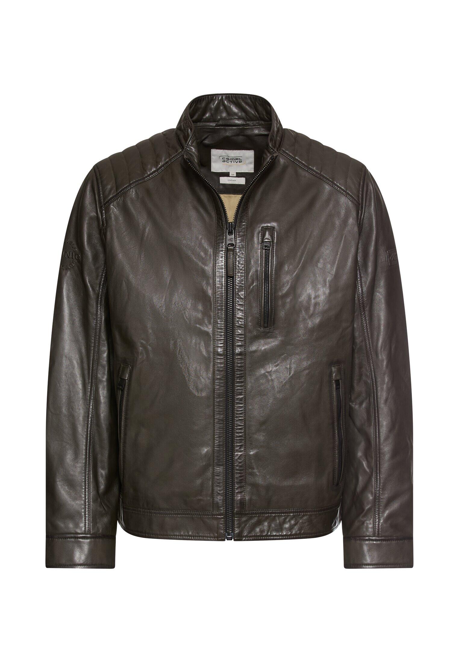 camel active - Leder Bikerjacke mit Stehkragen green - Gr. - 54 von camel active