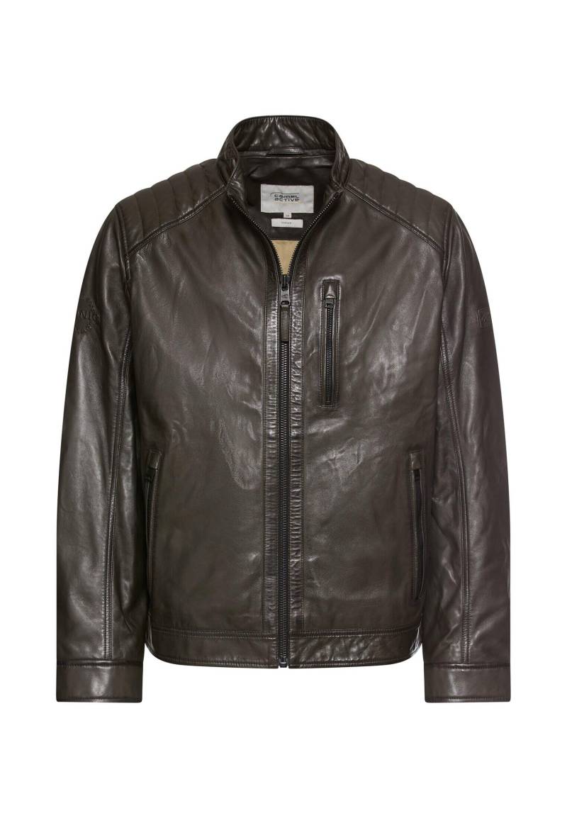 camel active - Leder Bikerjacke mit Stehkragen green - Gr. - 56 von camel active