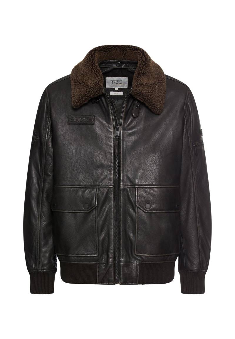 camel active - Lederjacke mit Innentaschen asphalt - Gr. - 52 von camel active