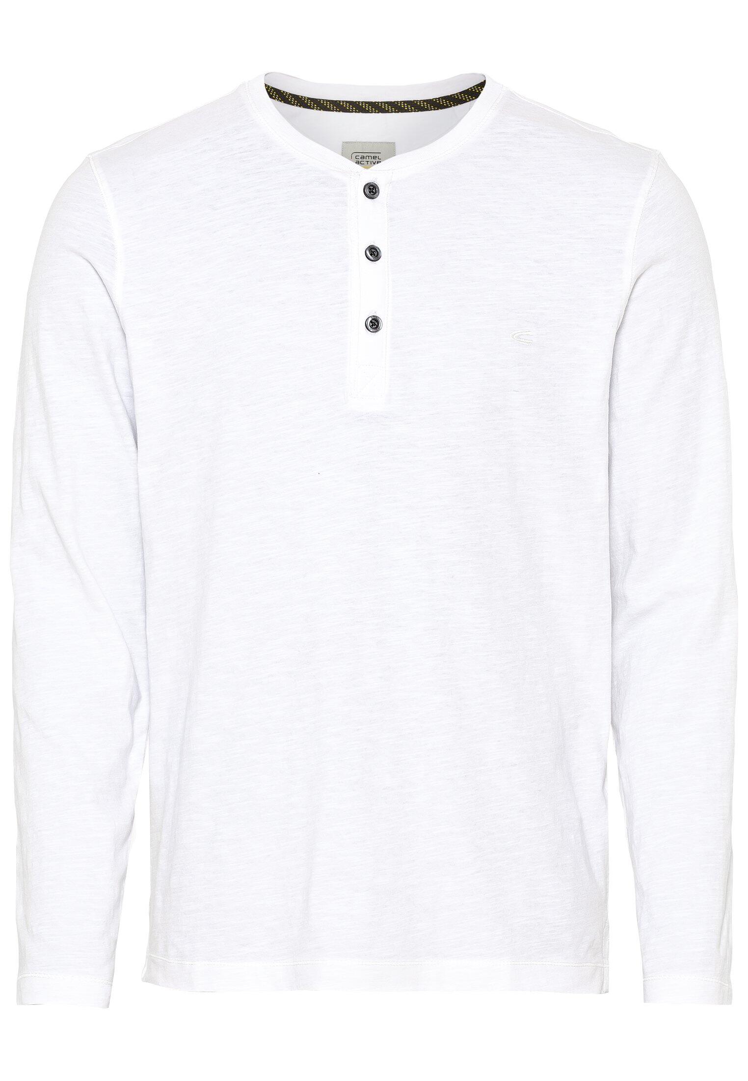 camel active - Leichtes Langarmshirt mit Henley Kragen aus Organic Cotton white - Gr. - M von camel active