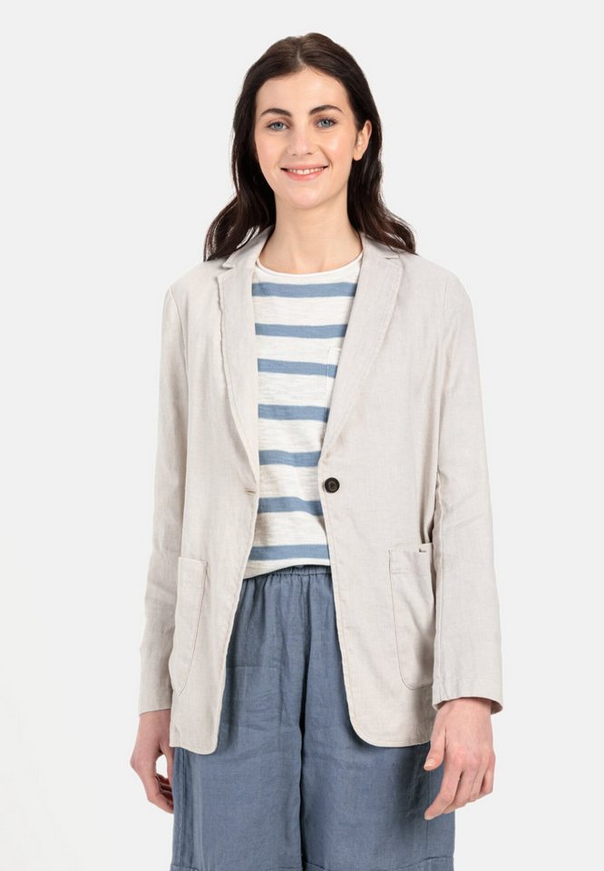 camel active Longblazer im Leinenmix Langarm Reverskragen mit Reverskragen von camel active