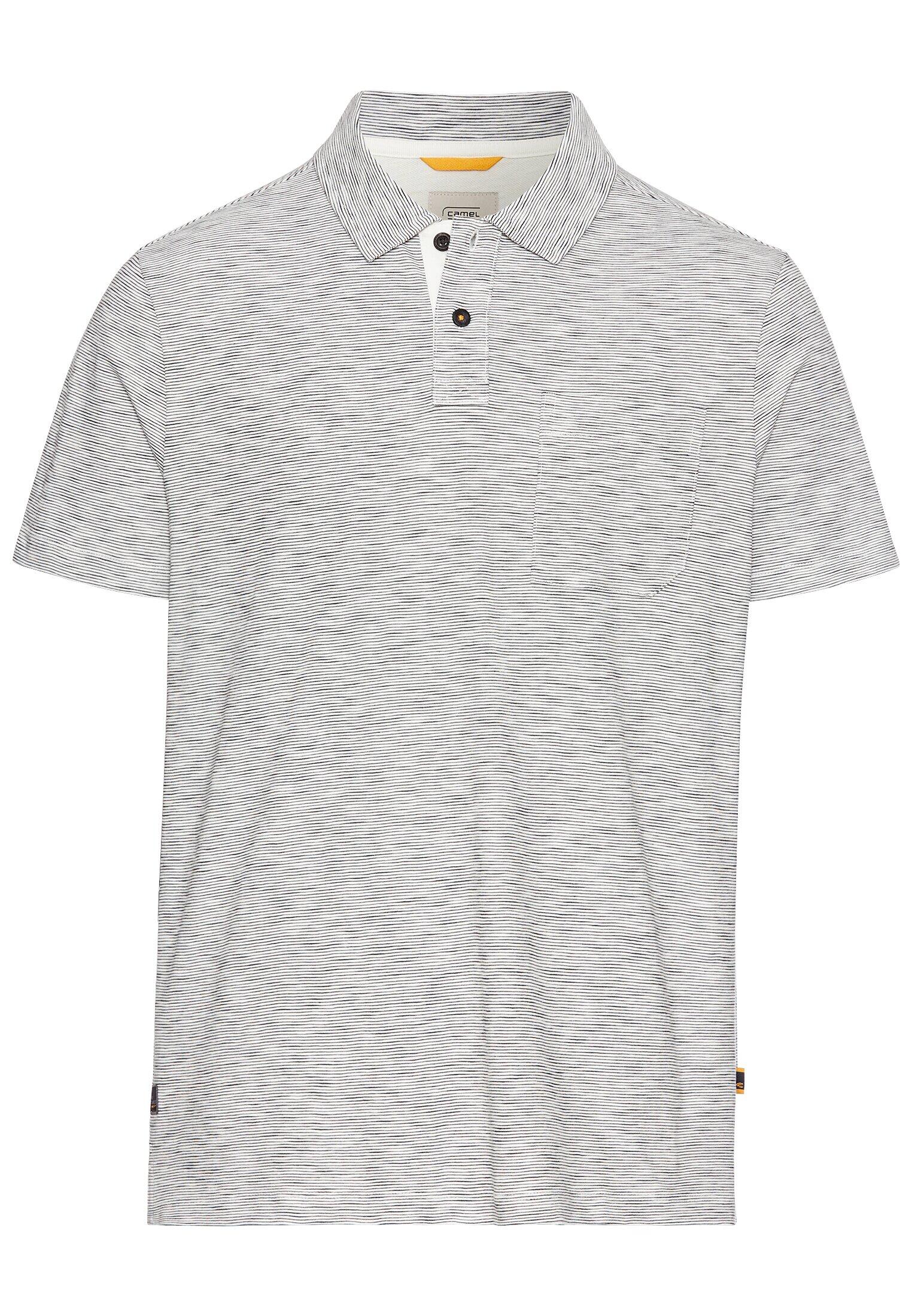 camel active - Meliertes Kurzarm Poloshirt aus Baumwolle ecru - Gr. - L von camel active