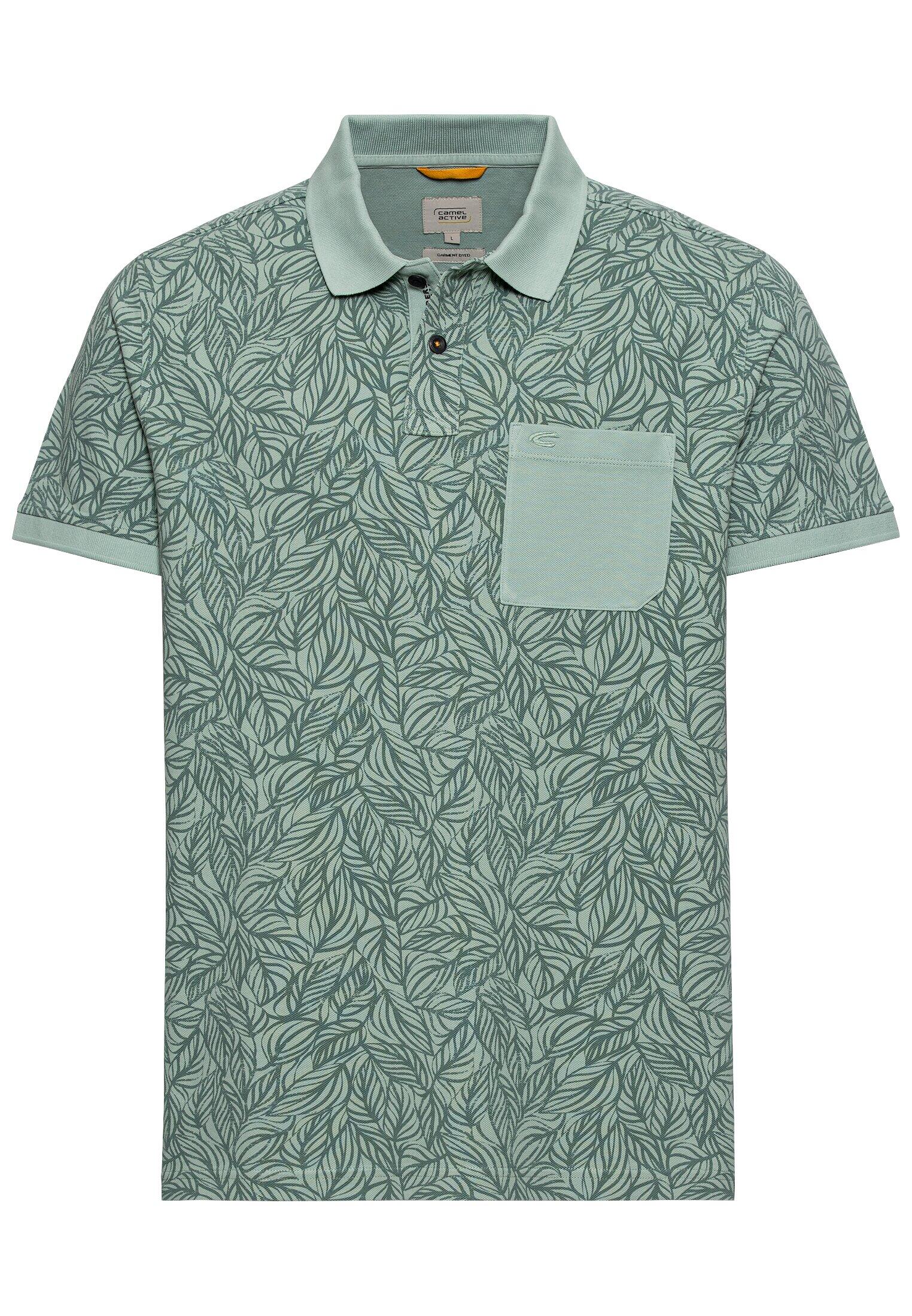 camel active - Piqué Poloshirt mit floralem Allover-Print aqua green - Gr. - XL von camel active