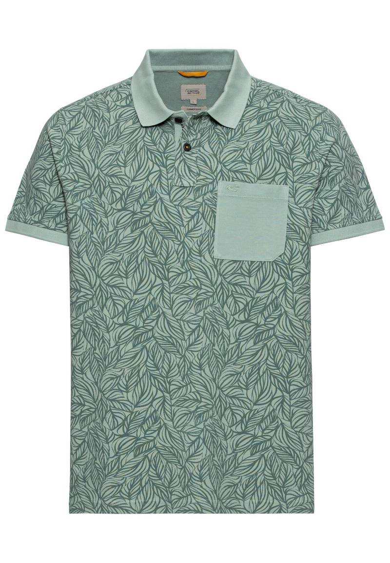 camel active - Piqué Poloshirt mit floralem Allover-Print aqua green - Gr. - XL von camel active