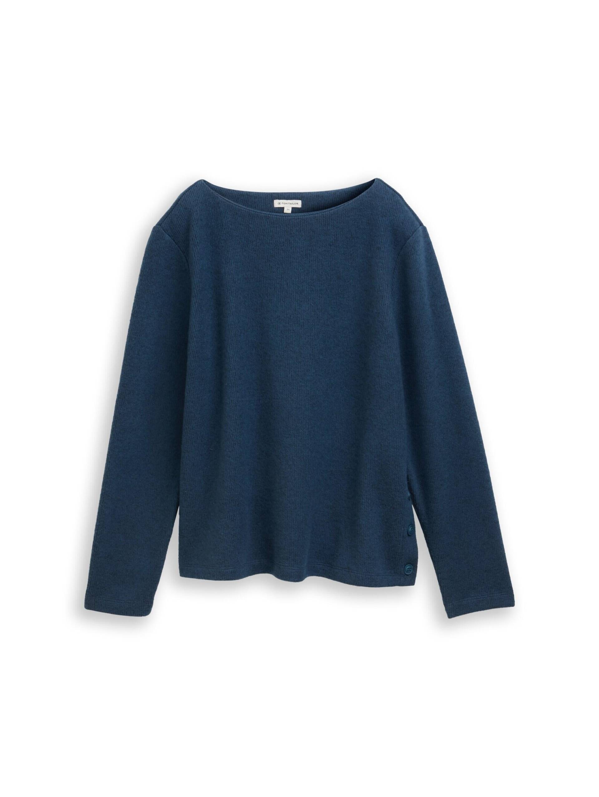 Tom Tailor - Soft-Touch Sweatshirt mit Knopf-Details dark petrol melange - Gr. - XXXL von Tom Tailor
