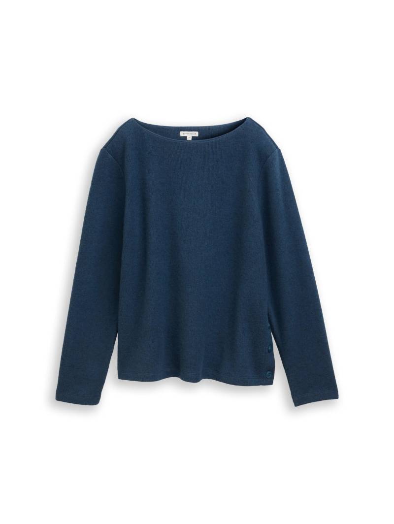 Tom Tailor - Soft-Touch Sweatshirt mit Knopf-Details dark petrol melange - Gr. - XXXL von Tom Tailor
