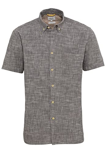 camel active Regular Fit Hemd Halbarm Button Down Kragen meliert grau Größe M von camel active