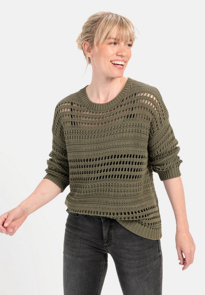 camel active Rundhalspullover mit Lochstrickmuster Pullover_Strickpullover von camel active