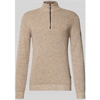 camel active Slim Fit Troyer mit Reißverschluss Modell 'Mouline' in Offwhite Melange, Größe XXL von camel active
