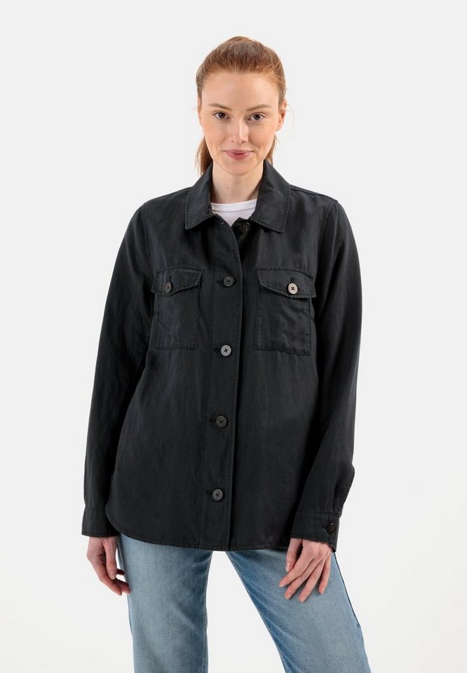 camel active Sommerjacke im sommerlichen Leinenmix Langarm Kentkragen Markenlabel von camel active