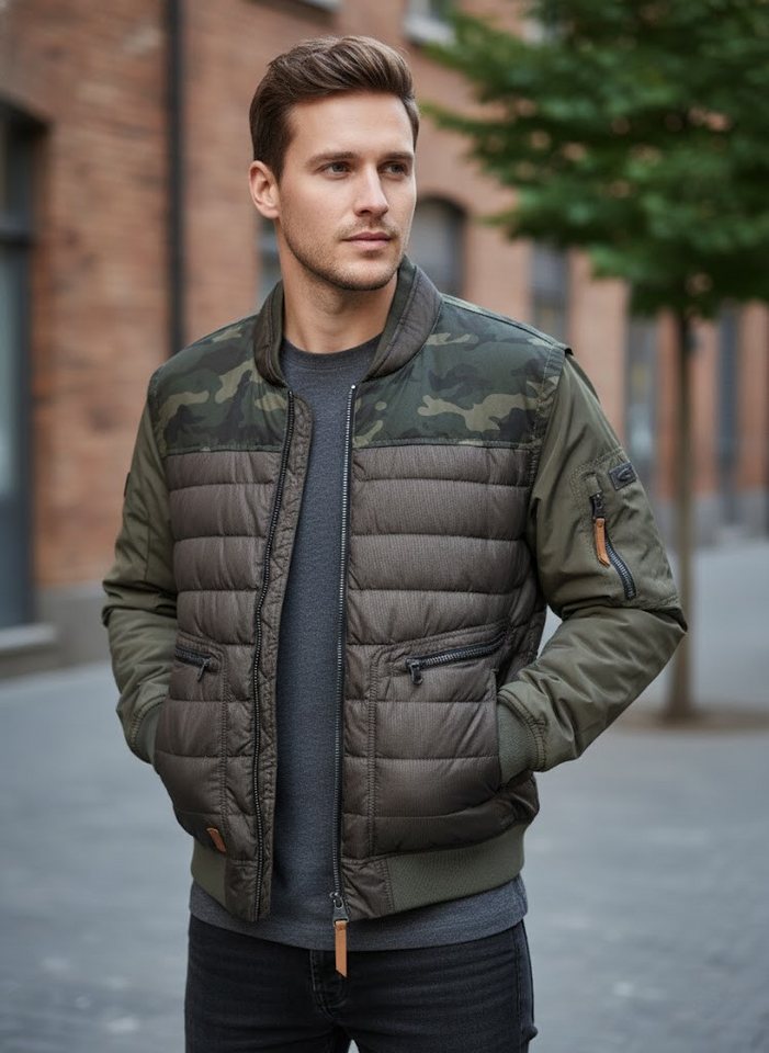 camel active Steppjacke Hybrid für Herren mit Camouflage-Muster, Gr. M von camel active