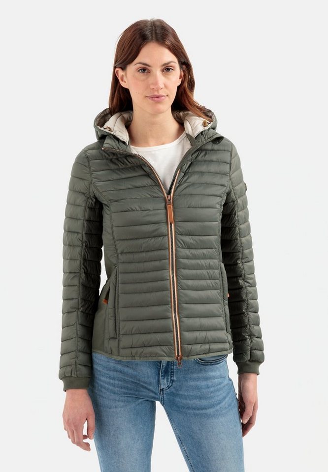 camel active Steppjacke leicht wattiert Langarm Kapuze Markenlabel von camel active
