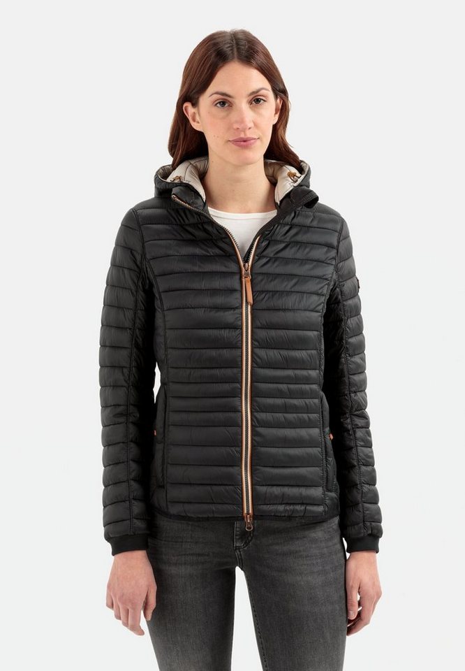 camel active Steppjacke leicht wattiert Langarm Kapuze Markenlabel von camel active