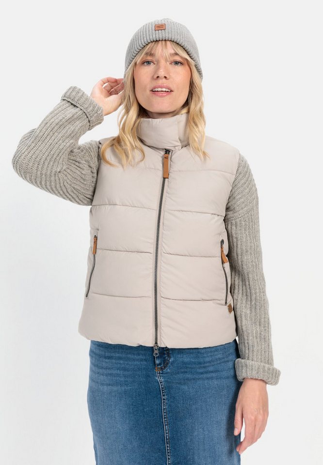 camel active Steppweste aus recyceltem Polyester ärmellos Stehkragen mit Stehkragen von camel active