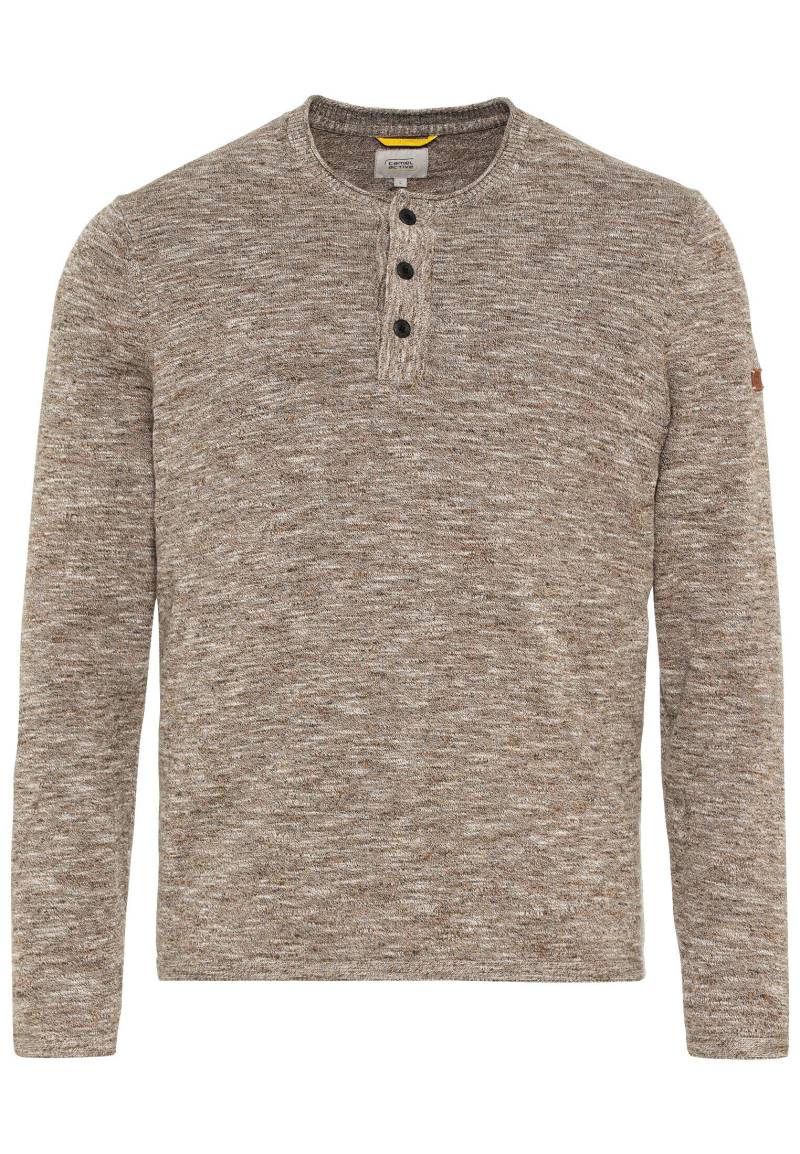 camel active - Strick Henleyshirt aus reiner Baumwolle warm beige - Gr. - M von camel active