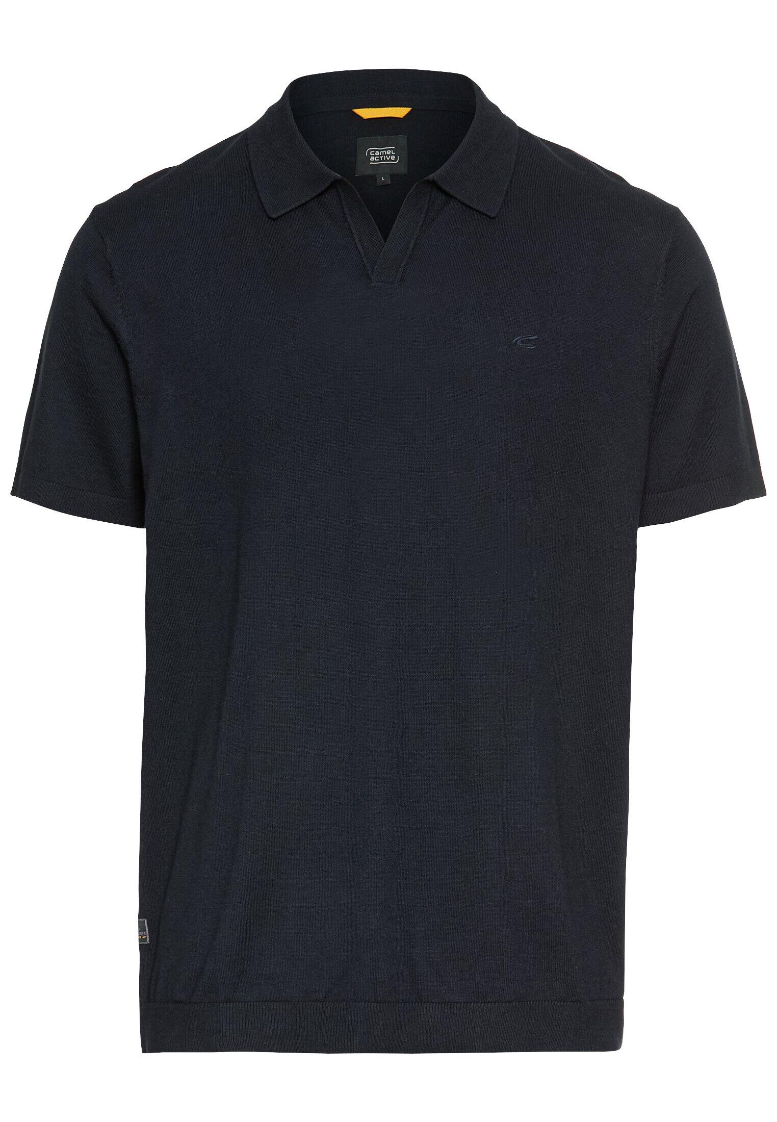 camel active - Strick-Poloshirt aus Baumwoll-Leinen-Mix dark navy - Gr. - XL von camel active