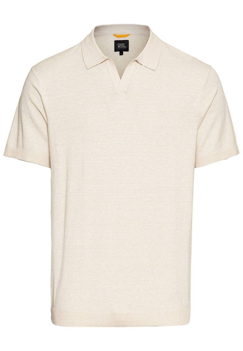 camel active - Strick-Poloshirt aus Baumwoll-Leinen-Mix ecru - Gr. - 3XL von camel active