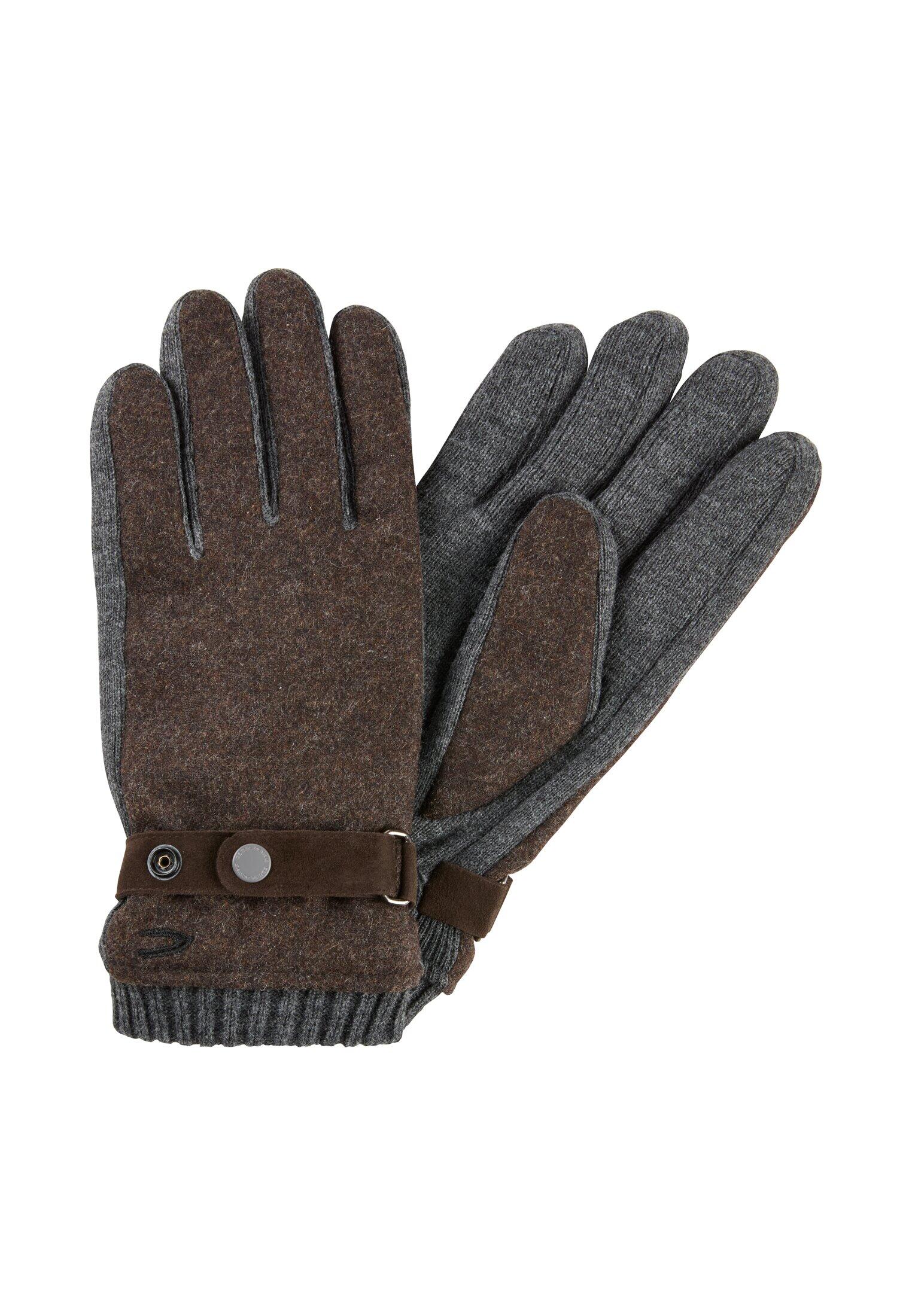 camel active - Strickhandschuhe mit Fleecefutter dark brown - Gr. - M von camel active