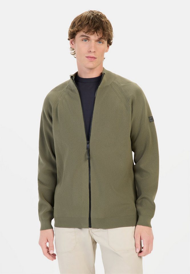 camel active Strickjacke aus atmungsaktivem Polyester Langarm Stehkragen Stehkragen von camel active