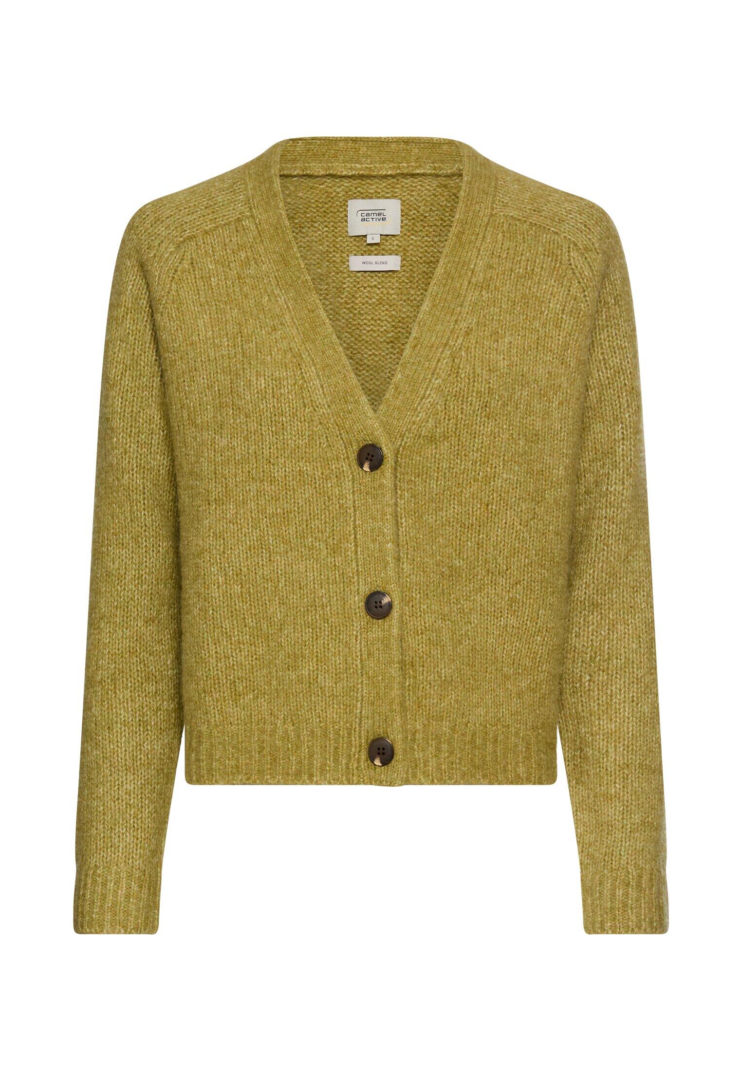 camel active - Strickjacke mit Raglanärmeln und Knopfverschluss capulet olive - Gr. - XS von camel active